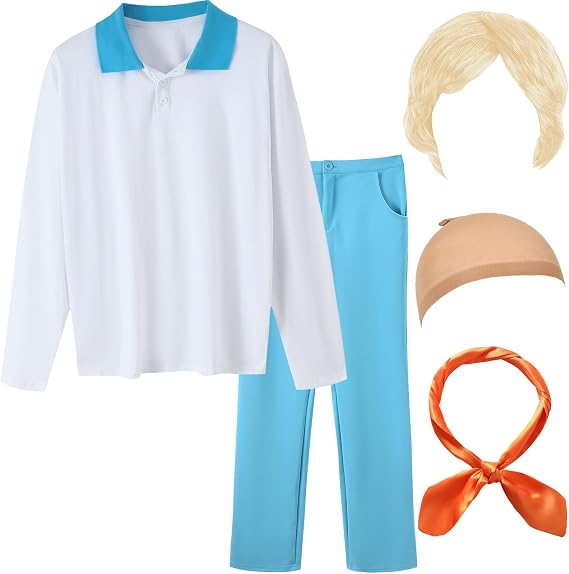 HMPRT Halloween Costume for Men Classic White Shirt and Pants Outfit Cosplay Fancy Dress Suit