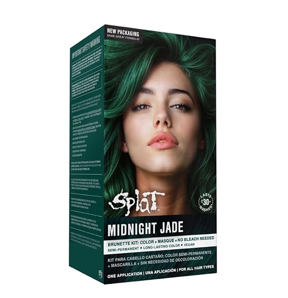 Splat Midnight Jade Semi Permanent Hair Dye Kit, 1 Application | With Deep Reconstructor Conditioner, Lasts 30 Washes, No Bleach Required, Vegan & Cruelty Free Hair Color