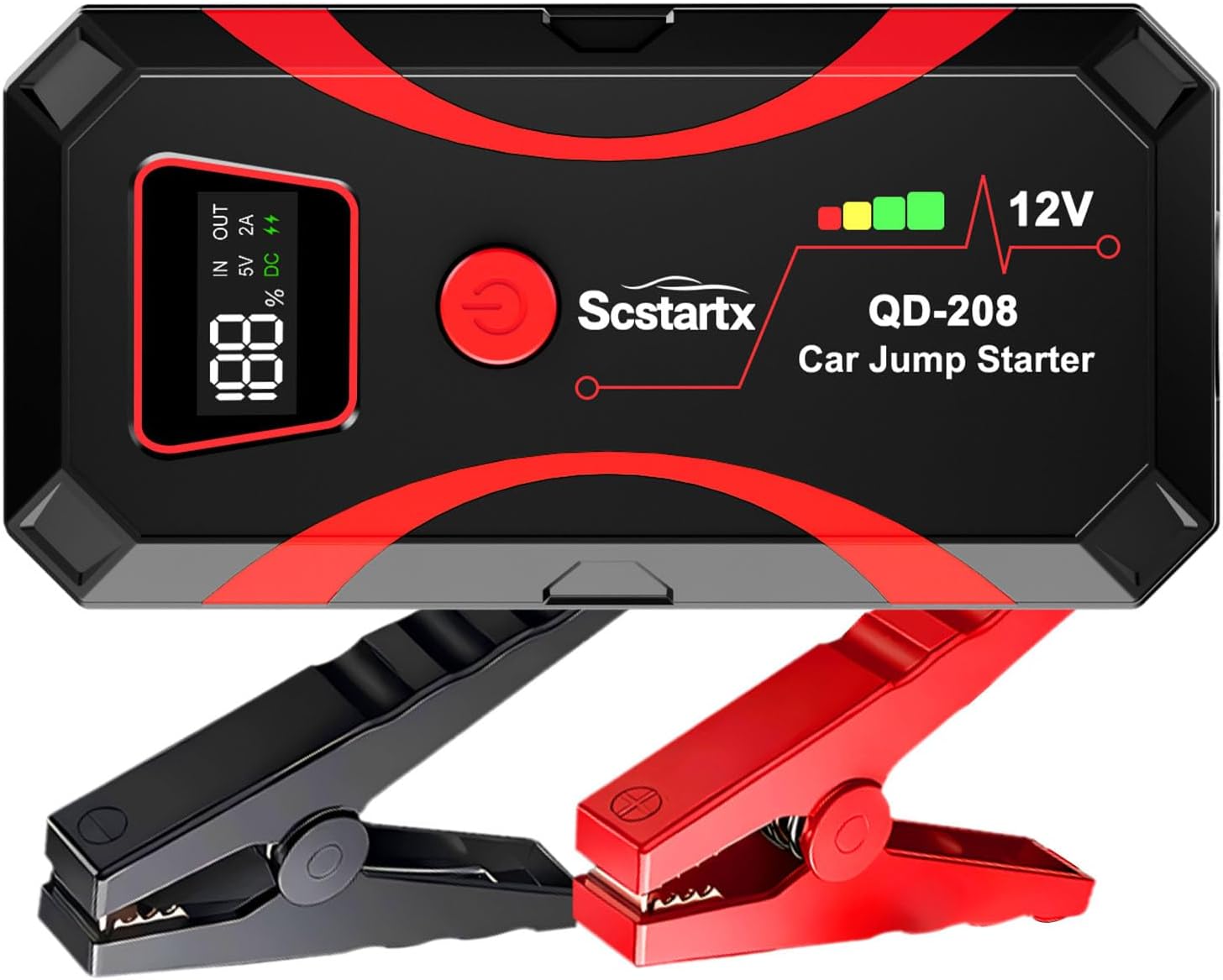 Tragbare Auto Starthilfe 16000mAh 2000A Peak für 8L Benzin & 6L Diesel Motoren mit LED Taschenlampe