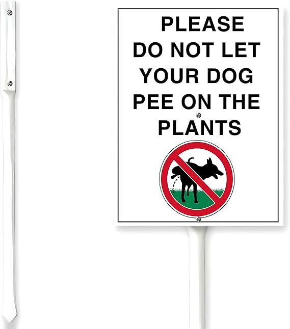 Uptell No Poop Sign With Stake Do Not Let Dog Pee On The Plants 4.6x6" Outdoor Lawn Puppy Yard Sign Grass Garden Decoration Sturdy Aluminum Decor with Stake Kit