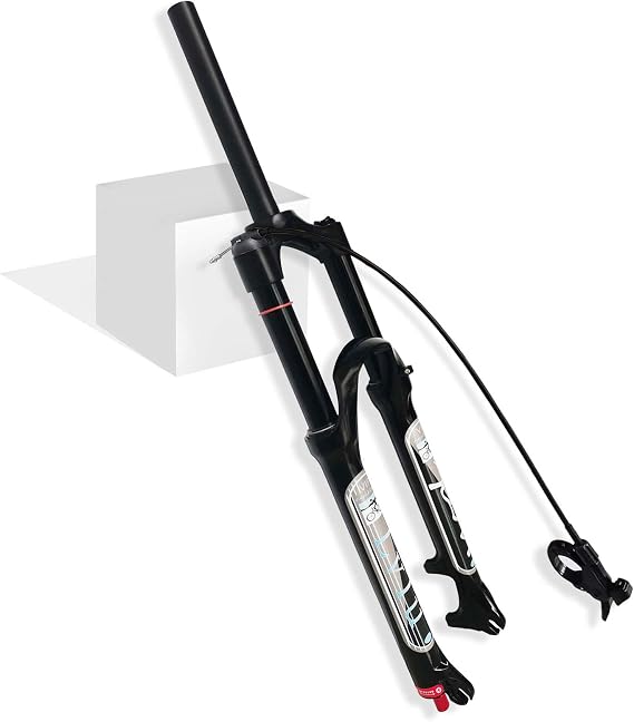 Mountain Bike Air Suspension Front Fork 26 27.5 29 Inch 140mm Travel Rebound Adjust Forks QR 9mm Black(Straight Remote Lock Out,27.5 inch)