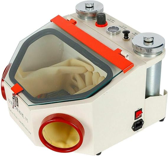 SenhE Sand Blasting Machine, Double Pen Fine Sandblasting Machine, Jewelry Sandblaster with LED Light and Foot SwitchHoles, for Silver Ring Bracelet Frosted Surface