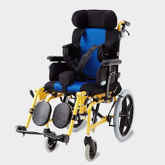 Wh?elchairs Lightweight Folding Children'S Wheelchair Driving, Cerebral Palsy Children'S Wheelchair Car Multi-Functional Disabled Children Fully Lying Flat Reclining Wheelchair Stroller Hg