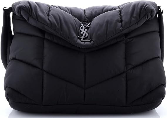 Saint Laurent, Pre-Loved Loulou Puffer Messenger Bag Quilted Econyl, Black