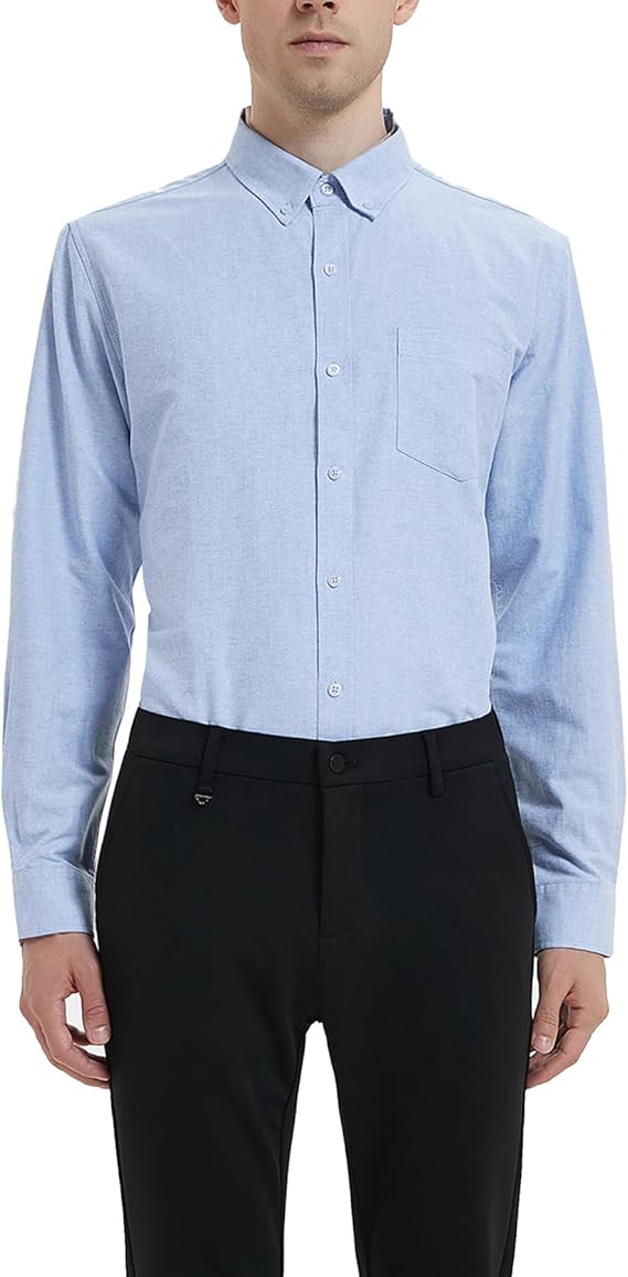 Men's Oxford Button Down Long Sleeve Wrinkle Resistant Dress Shirt