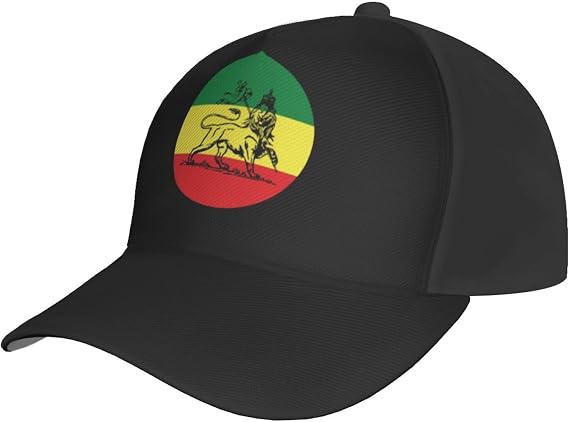 Lion of Judah Flag of Ethiopia Outdoor Baseball Cap Trucker Hat Buckle Back Peaked Cap Casquette Mesh Cap