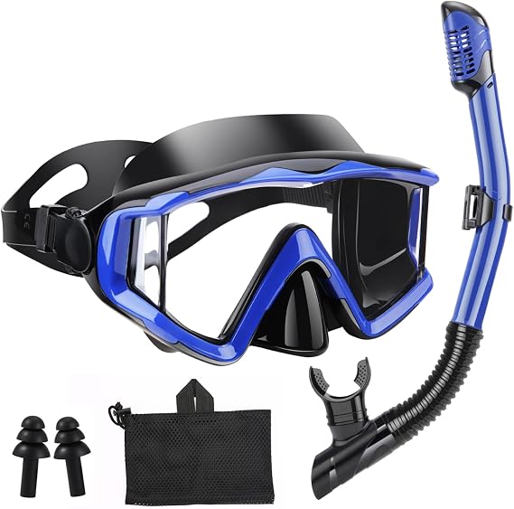 Snorkeling Gear for Adults Kids,Anti-Fog & UV Waterproof Snorkel Mask Set