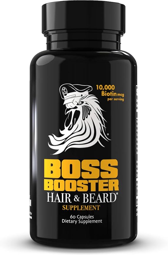 Bossman Boss Booster Supplement 60 Capsules MSM and 10,000 MCG Biotin Beard Growth Vitamins for Men 30-Day Supply