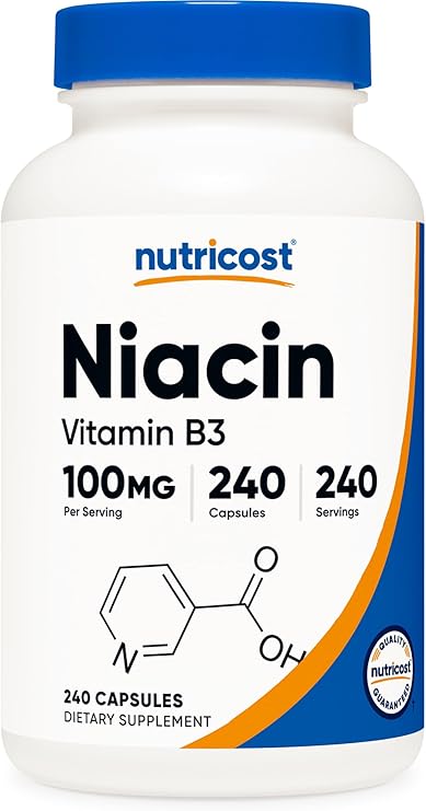 Nutricost Niacin (Vitamin B3) 100mg, 240 Capsules, with Flushing | GMO-Free, Gluten Free