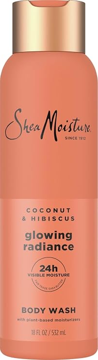 Shea Moisture Coconut Hibiscus Body Wash Glowing Radiance Glowing 18 oz | For melanin-rich skin, Helps illuminate dull skin, With coconut oil + vitamin C, 24H moisture