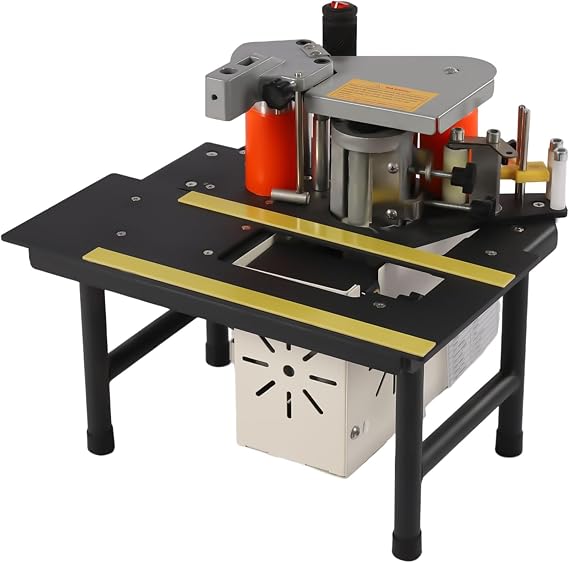 Woodworking Edge Banding Machine with Anti-slip Feet, 120-180oC Temperature Control & Multiple Cooling Holes, Straight Arc Line Work - Double Side Gluing Edge Bander, 0-19.7FT / Min Speed, 110V