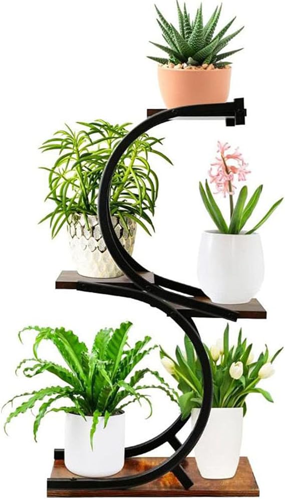 Plant Stand 4 Tier Indoor Metal Flower Shelf for Multiple Plants Corner Tall Flower Holders for Patio Garden Living Room Balcony Bedroom, Outdoor Display Rack Flower Pot Stand