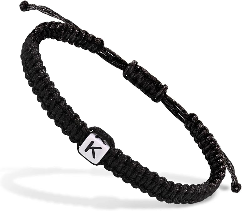 Handmade Bracelets, Initial Bracelets for Women Men Adjustable Letter Bracelet Jewelry Gifts for Couples A J K L S Charm Gifts for Father Dad Mom Wife Girlfriend Her Friends Graduation Gift