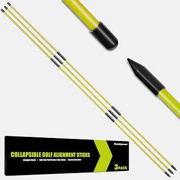 3 Pack Collapsible Golf Alignment Sticks, 40 Porfessional Alignment Sticks for Swing Trainer, Putting, Aiming Practice