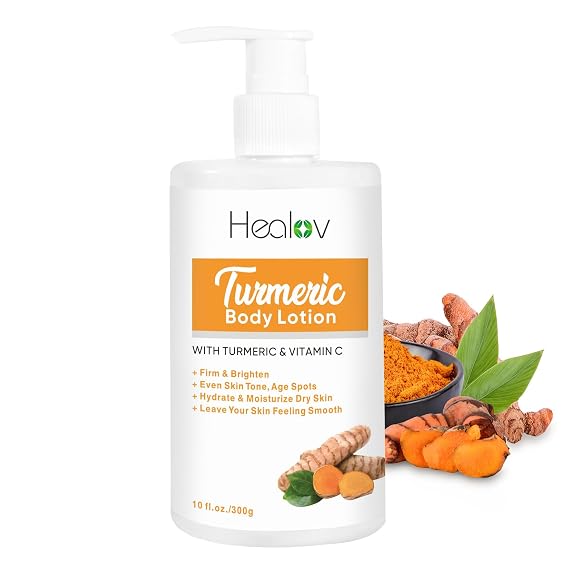 Herblov Turmeric Lotion for Dark Spots Natural Skin Brightening Cream for Face & Body Turmeric Face Cream to Cleanse Skin, Fight Acne, Even Tone, Clear Scars, Sun Damage, Hyperpigmentation