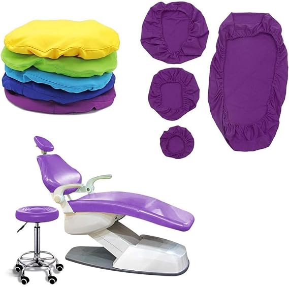 Dental Chair Covers - Protective Full Dental Chair Cover - Dental PU Leather Unit 4Pcs/Set Dental Chair Seat Cover Chair Cover Elastic Waterproof Protective Case Protector Dentist Equipme