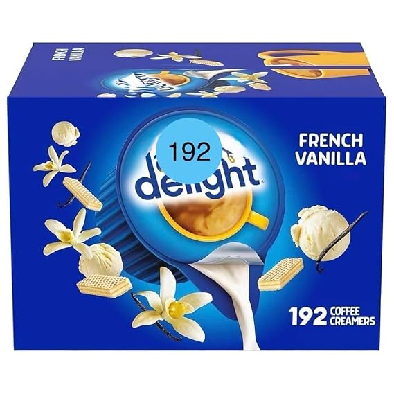 French Vanilla Coffee Creamer Singles, 192 Creamer Singles Included Great for Offices, Restaurants, Coffee, Bar, Gift and Homesshipping in box