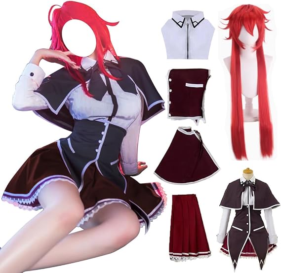 Women Cosplay Costume Dress Suit Uniform Outfit Full Set With Wig
