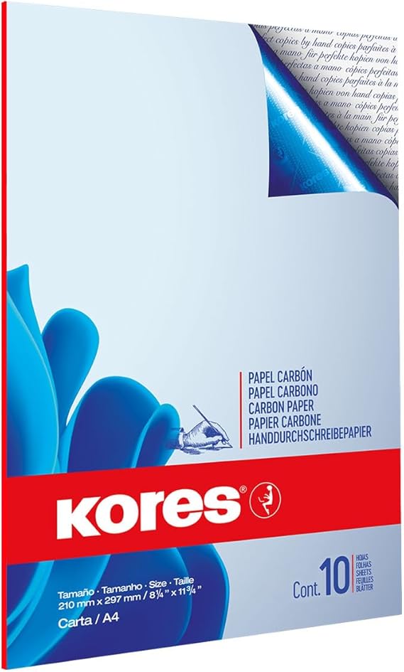 Kores Carbon Paper Blue for Handwriting 21 x 29.7cm Folder of 10 Sheets