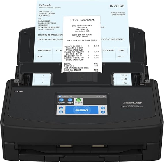 ScanSnap iX1600 Receipt Edition Color Duplex Invoice Document Scanner | QuickBooks Online | Mac and PC