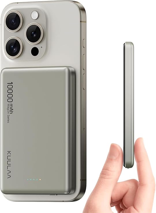 Kuulaa 10000mAh Magsafe Battery Pack 0.47IN Ultra Slim Magnetic Portable Charger Wireless Magsafe Power Bank Compatible with iPhone 16/15/14/13/12 Series