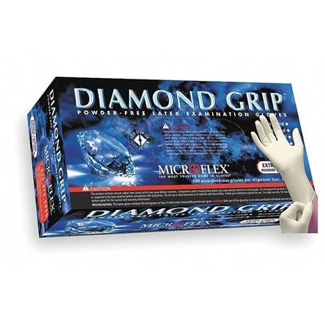 Ansell MICROFLEX Diamond Grip MF-300 Exam Standard Gloves - Size XS, Natural (Box of 100)