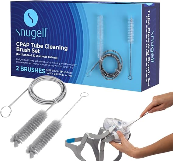 Snugell CPAP Tube Cleaning Brush Set 84-Inch Flexible Cleaner for Tube Interiors & 7-Inch Brush for Masks Designed for 22mm Tubing Effectively Removes Build-Up for Clean CPAP Equipment