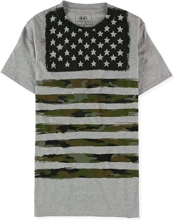 Ecko Unltd. Mens Camo and Stripes Graphic T-Shirt, Grey, Small