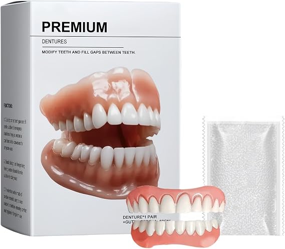 Bike/nda Advanced Customized Full Dentures Set,Moldable False Teeth with Silicone Reline,Comfortable Fake Teeth Top & Bottom Set,Temporary Tooth Solution for Long-Lasting Care,Comfortable Fit