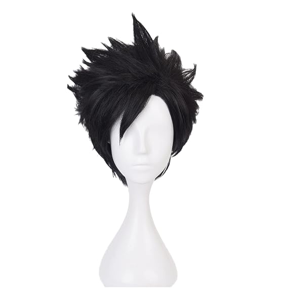 XiongXiongLe Halloween Wig Cosplay Anime Role Playing Black Reverse Short Costumes Hair Wig Cap for Mens Adult Male Cos Comic Christmas Weekend Party