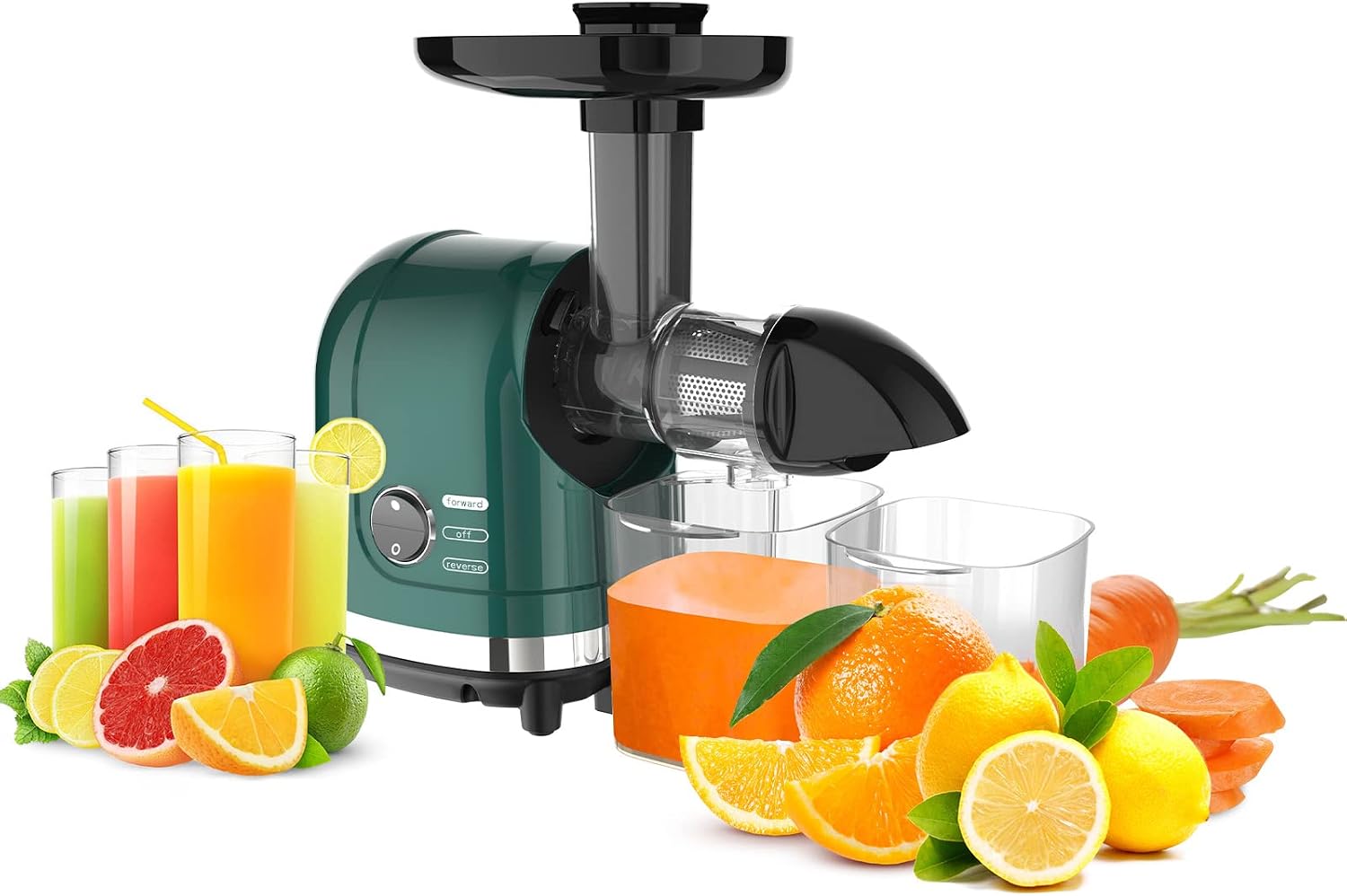 Masticating Juicer Machines, Cold Press Slow Juicer Machines Easy to Clean, High Juice Yield Vegetable Juicer for Beet Carrot, Orange Juicer with Automatic Pulp Ejection and Quiet Motor Juicer