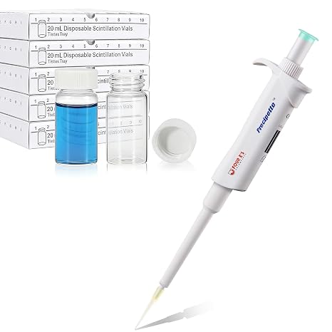 500 PCS 20 mL Glass Vials with 5-50 l High-Accurate Micropipette