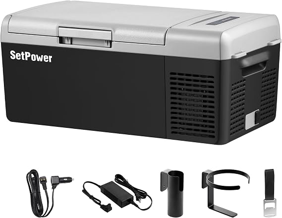 Setpower FC15 Portable Refrigerator Electric Cooler With AC Adapter,15L/15.8QT 12 Volt Car Refrigerator,4F-68F Portable Fridge Freezer for Car,RV, Truck,Camping,Travel, Home