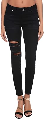 Resfeber Womens Ripped Boyfriend Jeans Cute Distressed Jeans Stretch Skinny Jeans with Hole