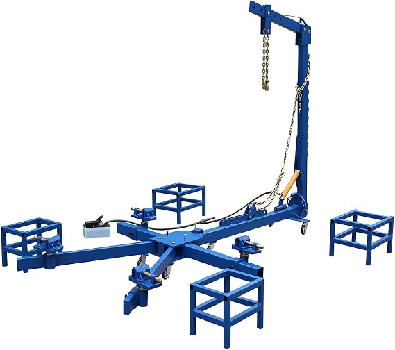 Car Body Repair Equipment 7716LB/3500KG Loading Capacity Auto Body Frame Puller Straightener 10Ton PSI Car Frame Machine Frame Puller Set