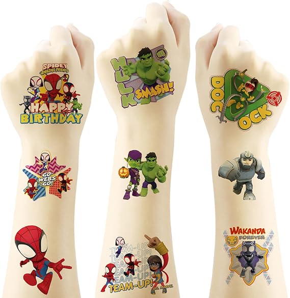 Spidey and his Amazing Friends Temporary Tattoo for Fans, 20 Sheets Big Temporary Tattoo Body Art Tattoo Stickers,Goody Bag Stuffers Party Bag Fillers (2x2 Inch) …