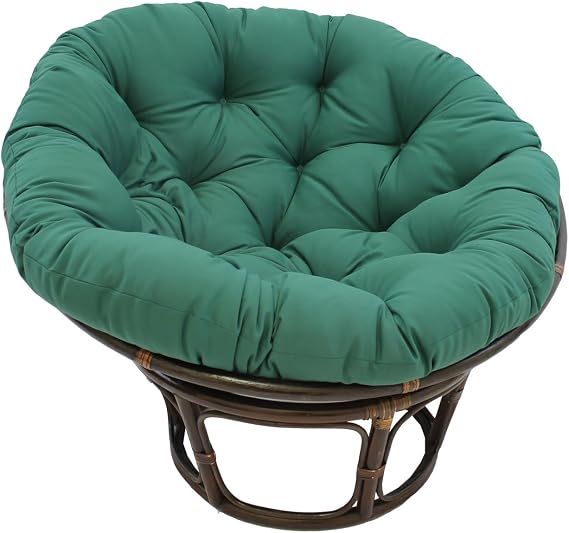 International Caravan Furniture Piece 42-Inch Rattan Papasan Chair with Solid Twill Cushion