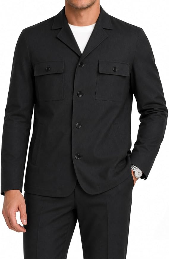 Cloudstyle Mens Casual Suit Set 2 Piece Denim-Look Safari Suits