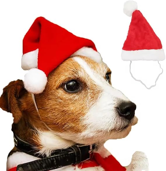 Pet Santa Hat for Dogs, Christmas Hats for Cats, Puppy Christmas Costume Decoration Accessories
