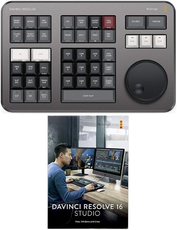 Blackmagic Design Davinci Resolve Speed Editor, Bluetooth & USB-C Editing Keyboard Bundle with Davinci Resolve Studio Activation Card