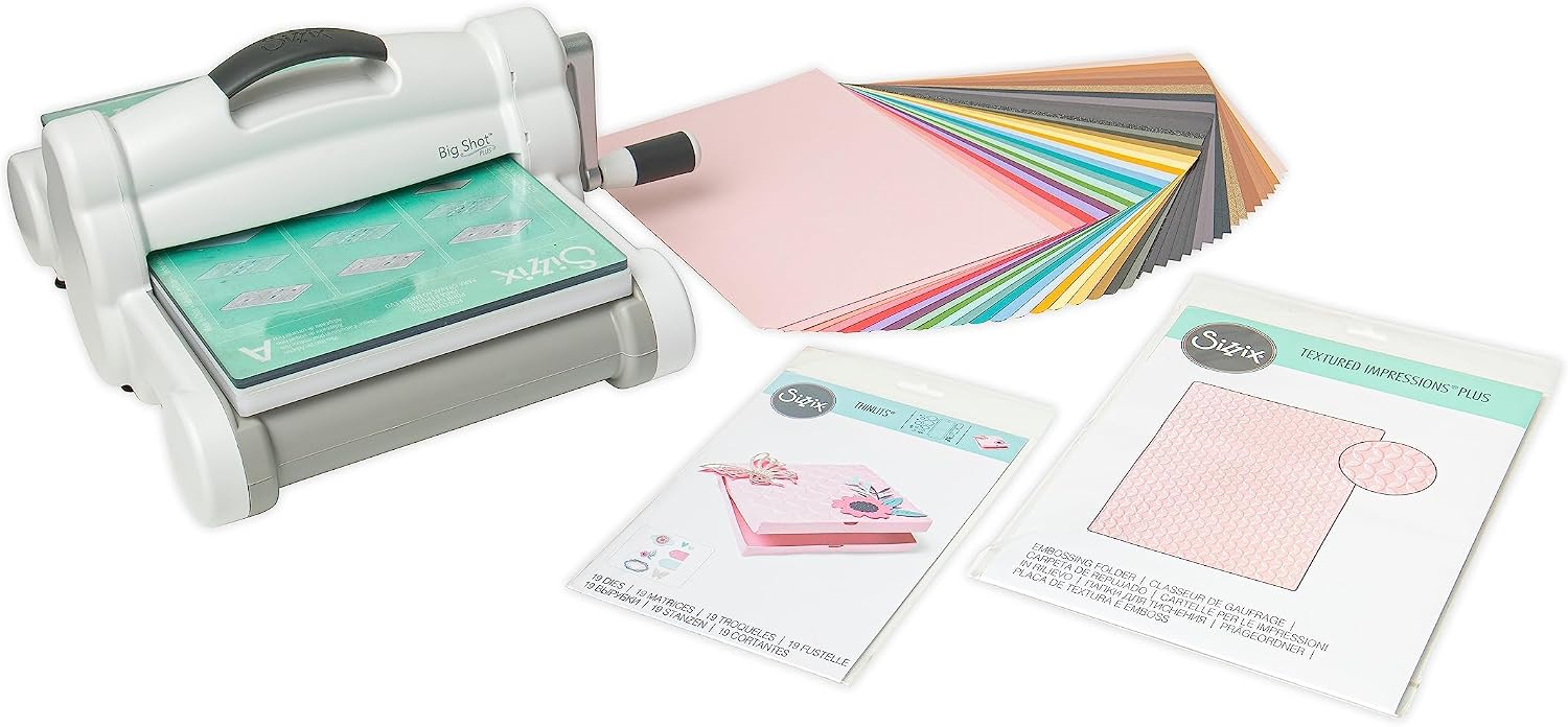 Sizzix Manual Die Cutting & Embossing (9") | Cardmaking, Papercraft, Scrapbooking, Stencilling & More, Big Shot Plus Starter Kit, One Size, 666185