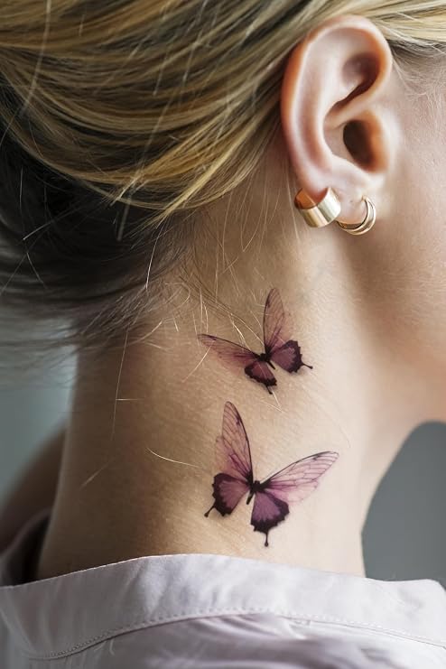 BearPear 3 Boyutlu Kelebek Dövmes, Kelebek Tattoo, Kadın Geçici Dövme