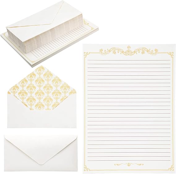 Eersida 150 Pcs Letter Paper and Envelope Set,7.25 x 10.2 Inch,Lined Style