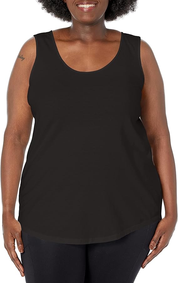 JUST My Size Women's Just My Size Women's Size Cotton Jersey Shirttail Tank Top, Plus Sleeveless Shirts