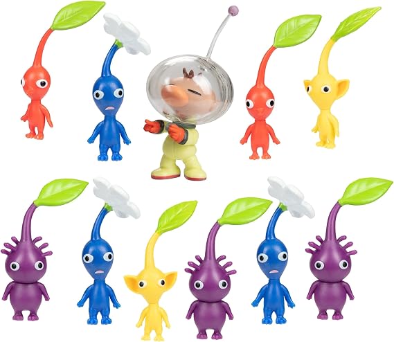 Nintendo Captain Olimar & Pikmin Action Figures Set Includes 11 Highly Detailed Figurines - Pikmin Come in Colors Yellow, Red, Blue and Purple - Start Building Up Your Pikmin Universe!