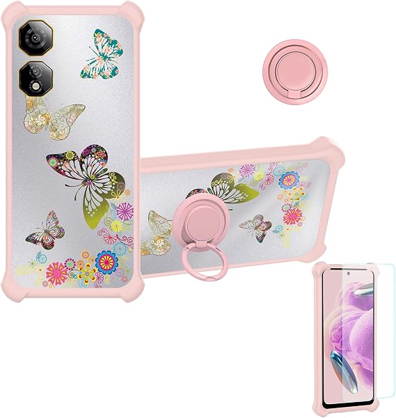 jioeuinly Case Compatible for Nubia Neo 2 5G Phone Case Cover [with Tempered Glass Screen Protector][Hard PC + Soft Silicone][Ring Support] [Silver Reflect Light] DYF-CSD