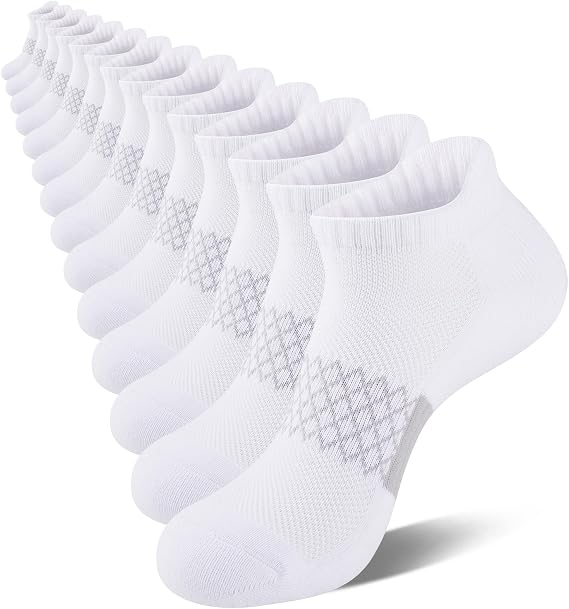 eallco Mens Cotton Ankle Socks Athletic Running Low Cut Breathable Cushioned Sport Tab Short Socks 7 Pairs