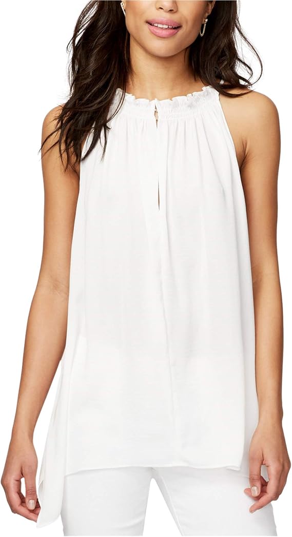Rachel Roy Womens Melinda Asymmetrical Knit Blouse, White, Small
