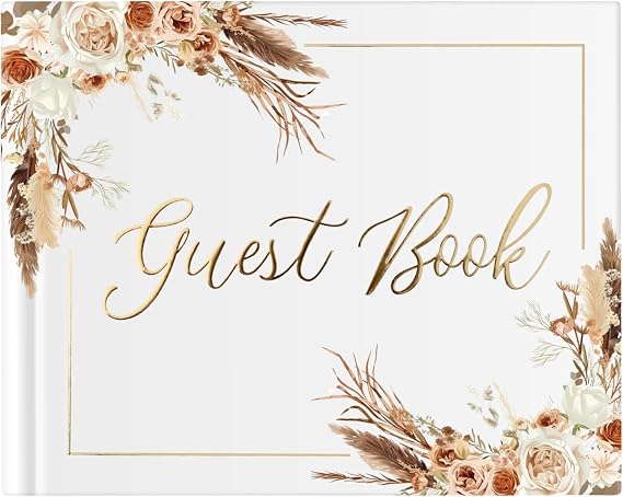 Wedding Guest Book for Guests to Sign, Elegant Wedding Guestbook Ideas, Sign in Book for Bridal and Baby Shower, Polaroid Guest Book, 100 Thick Lined and Blank Pages for Party, Wedding Books