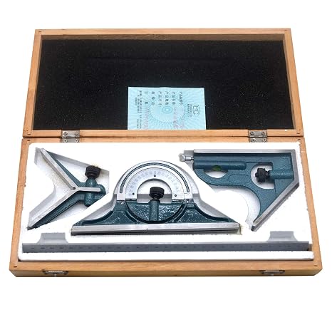 Industrial Tools 12'' 4 Combination Square Ruler Set | Protractor Satin, 4-R Graduation